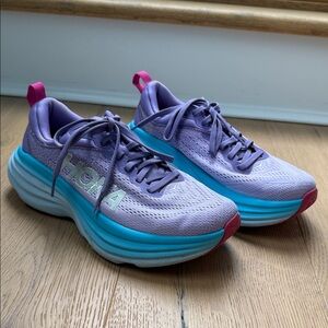 Hoka Women's Lavender and Aqua Bondi 8